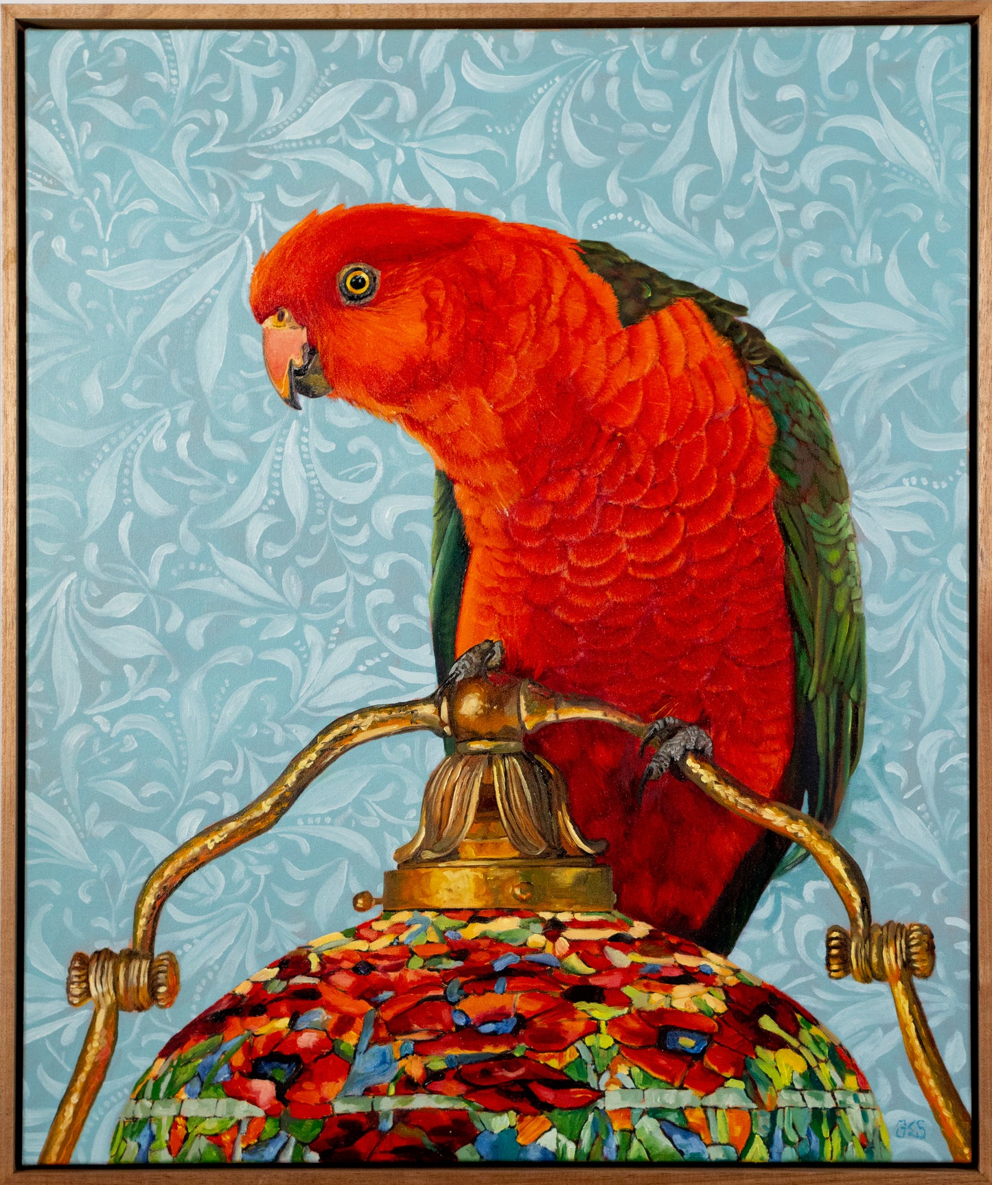Wild thing - King Parrot on Tiffany lamp