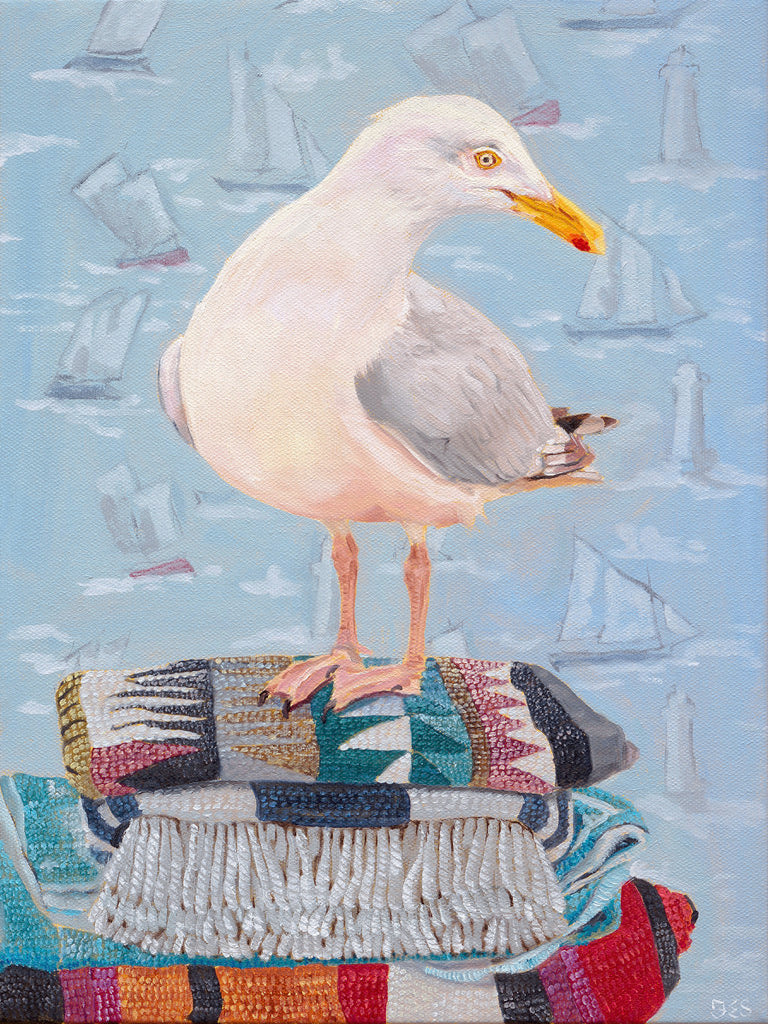 Ahoy there Seagull  A3 size fine art print - Fiona Smith Art & Writing