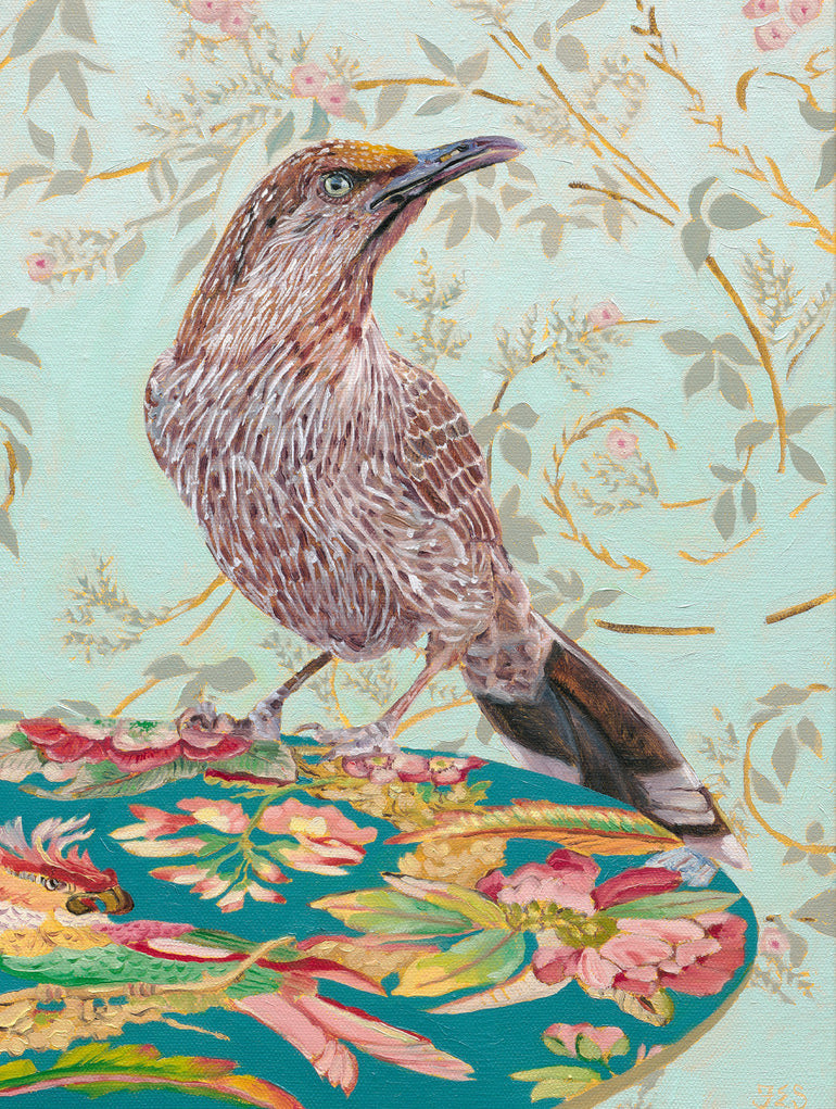 Table for One Wattlebird  A3 size fine art print - Fiona Smith Art & Writing