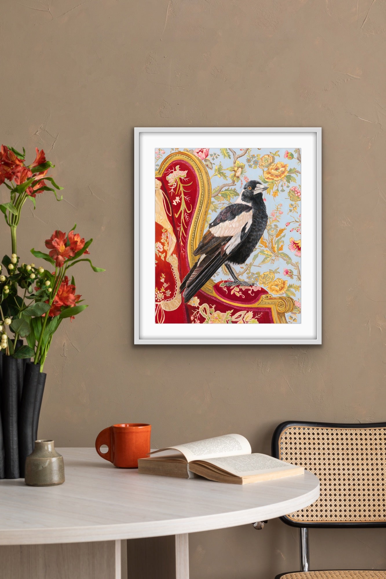 Titan - Magpie on a Rothschild's chair. Fine art print