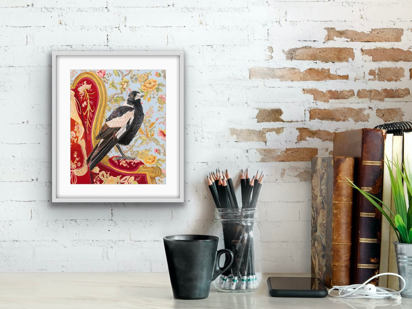 Titan - Magpie on a Rothschild's chair. Fine art print