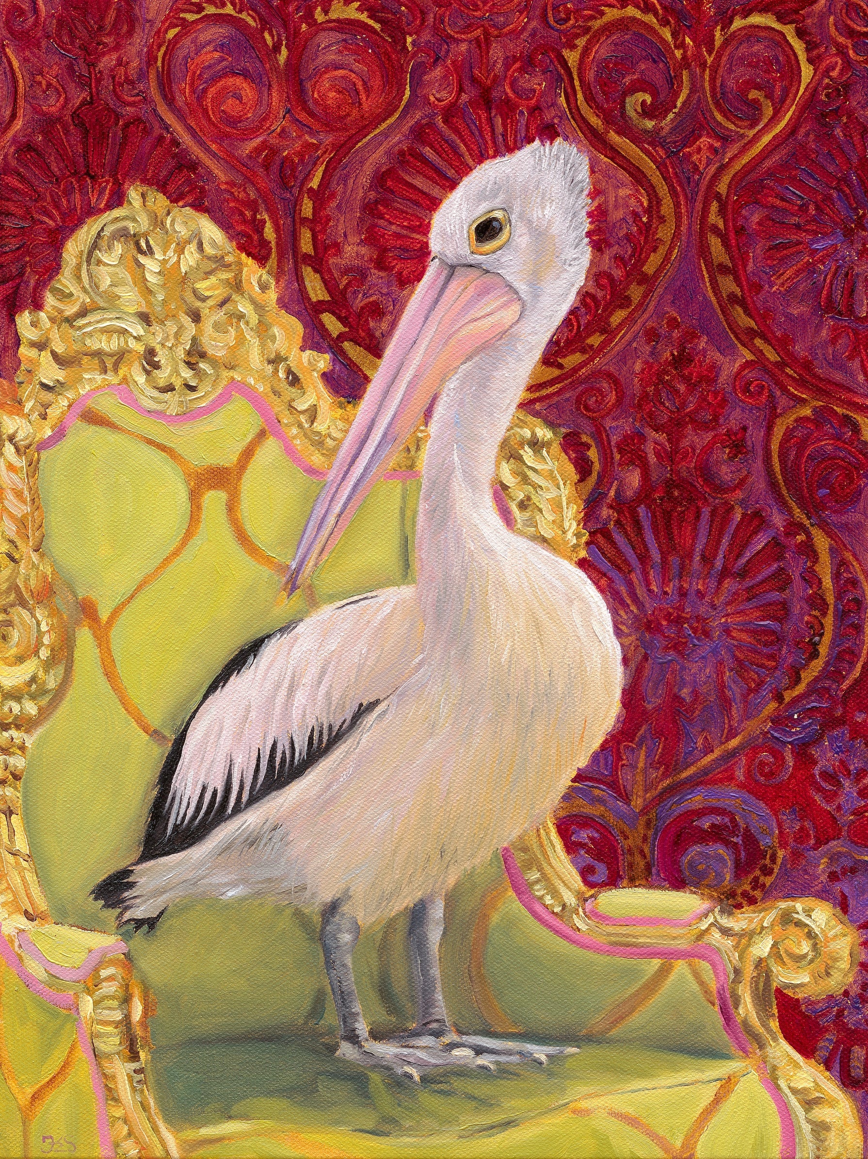 Pelican on a throne A3 size fine art print - Fiona Smith Art & Writing