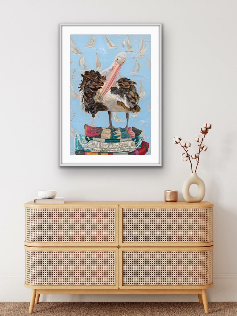Pelican Primping limited edition fine art print - Fiona Smith Art & Writing