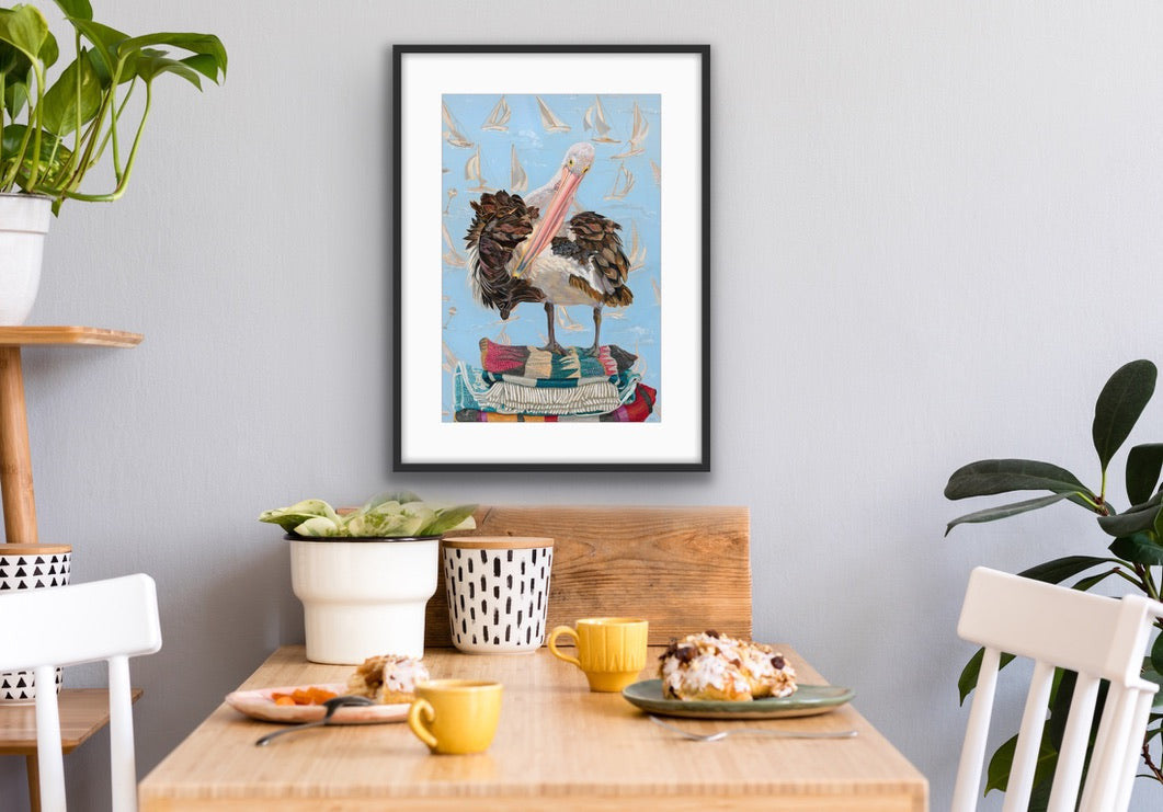 Pelican Primping limited edition fine art print - Fiona Smith Art & Writing