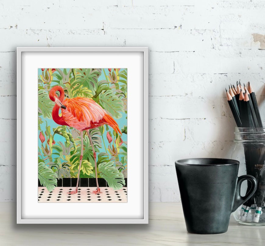 Lost Flamingo limited edition fine art print - Fiona Smith Art & Writing
