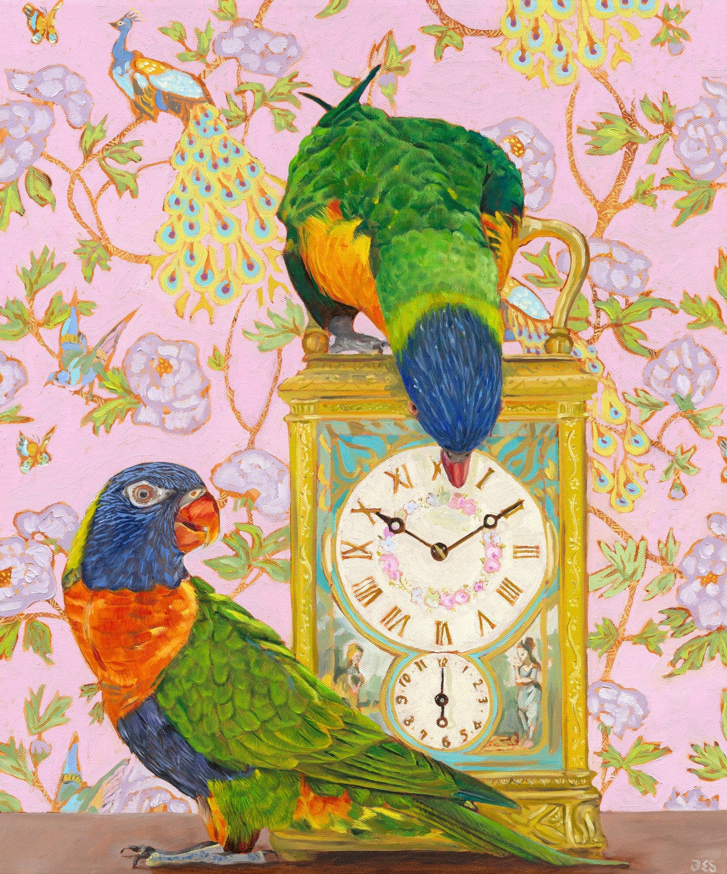 Keeping Time, Rainbow Lorikeets, limited edition fine art print - Fiona Smith Art & Writing