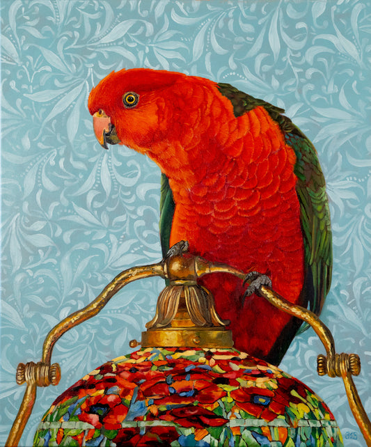 Wild thing - King Parrot on Tiffany lamp
